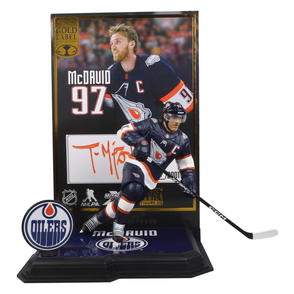 Connor McDavid w/Special Edition Jersey (Edmonton Oilers) Gold Label NHL 7&Prime; Figure McFarlane&rsquo;s SportsPicks signed by Todd McFarlane #/2001