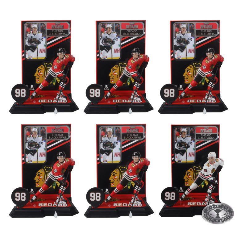 Connor Bedard in New Pose (Chicago Blackhawks) NHL Factory Sealed Case (6) w/CHASE