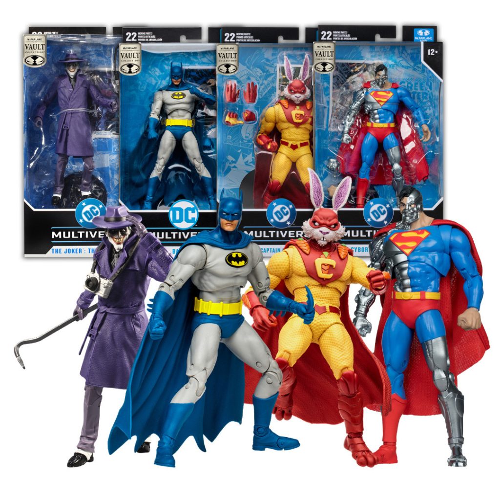 The Joker: The Comedian/Batman (Knightfall)/Captain Carrot/Cyborg Superman  Bundle (4) McFarlane Vault Collection 7&Prime; Figures (PRE-ORDER ships October)