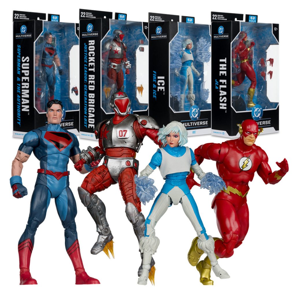 Ice (Fire & Ice)/Rocket Red Brigade (JL: GL)/Superman (Superman & The Authority)/The Flash (JLA) Bundle (4) 7&Prime; Figures