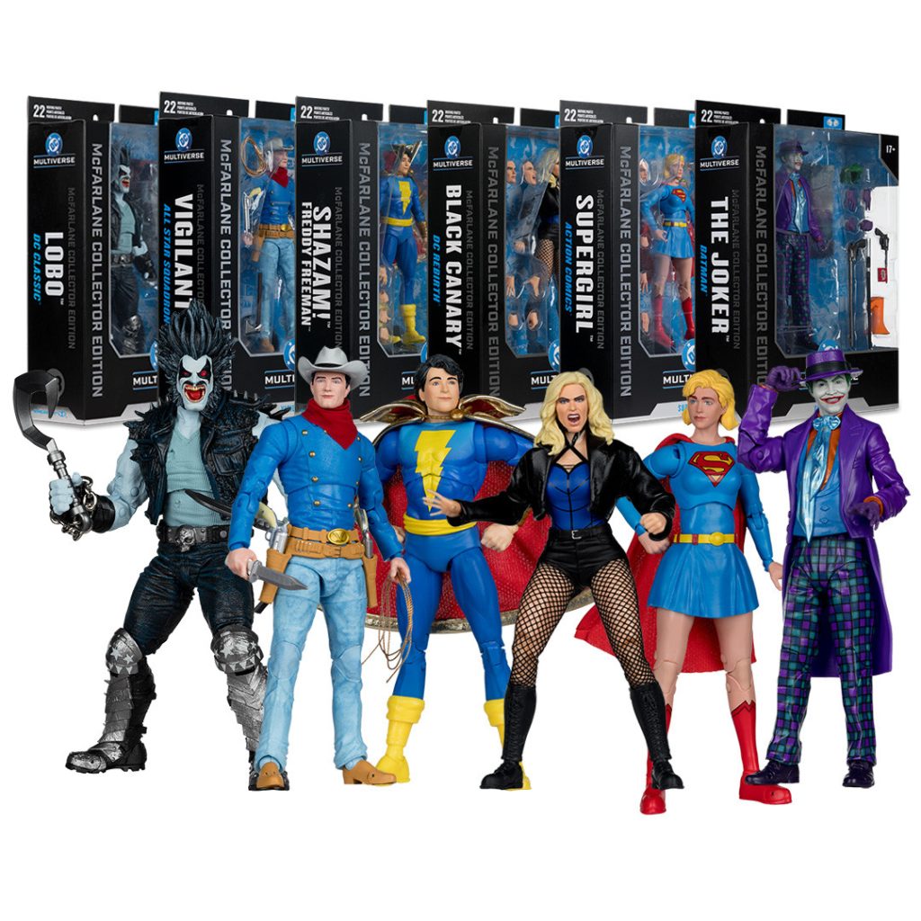 Black Canary (DC Rebirth)/Shazam! (Freddy Freeman)/The Joker (Batman)/Lobo (DC Classic)/Supergirl (Action Comics)/Vigilante (All-Star Squadron) McFarlane Collector Edition Bundle (6) 7&Prime; Figures