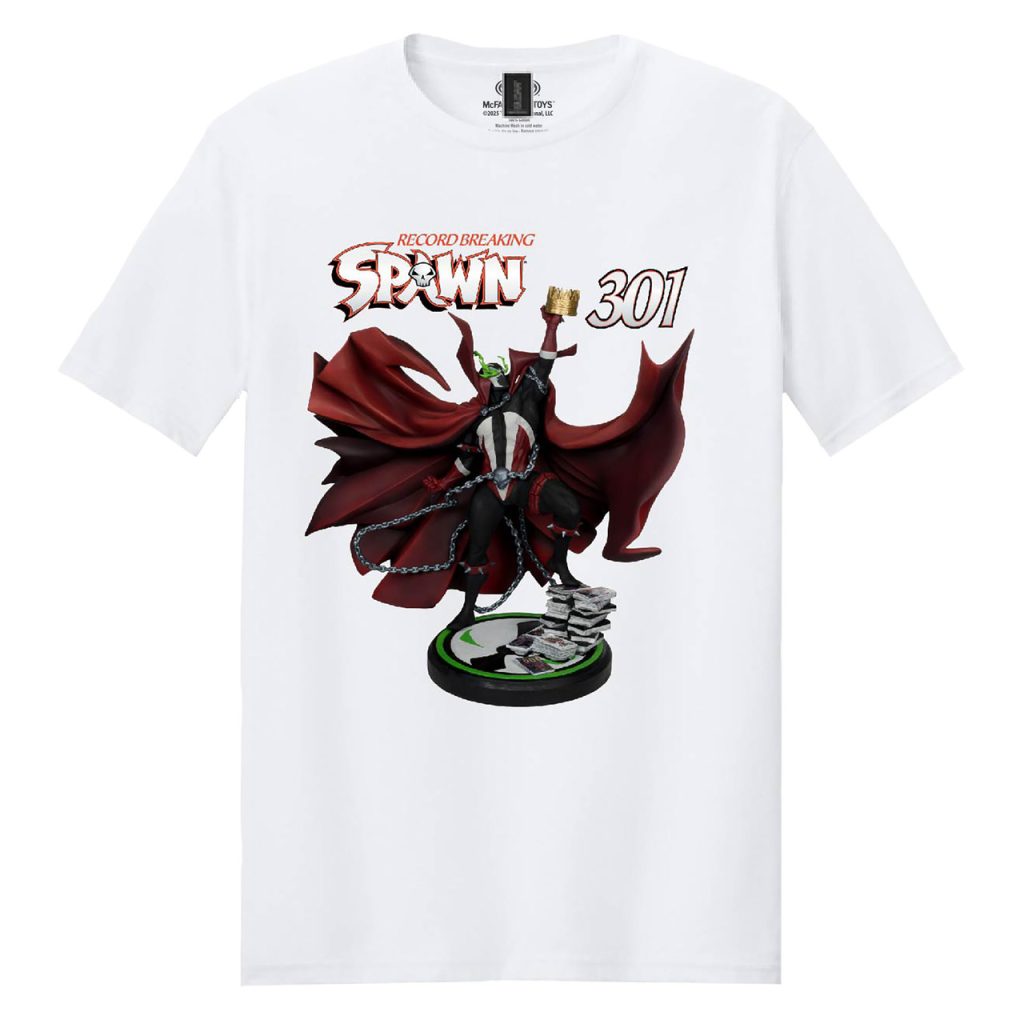 Spawn Comic #301 Record Breaking Figure T-Shirt White MTS Exclusive