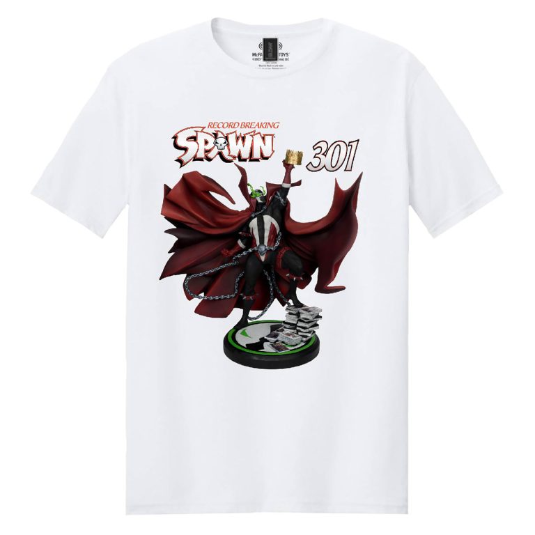 Spawn Comic #301 Record Breaking Figure T-Shirt White MTS Exclusive