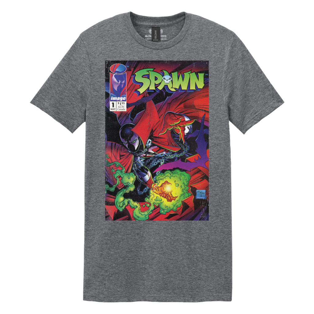 Spawn Comic #1 SUPER-SIZED Comic Print T-Shirt (Graphite Gray)