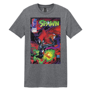 Spawn Comic #1 SUPER-SIZED Comic Print T-Shirt (Graphite Gray)
