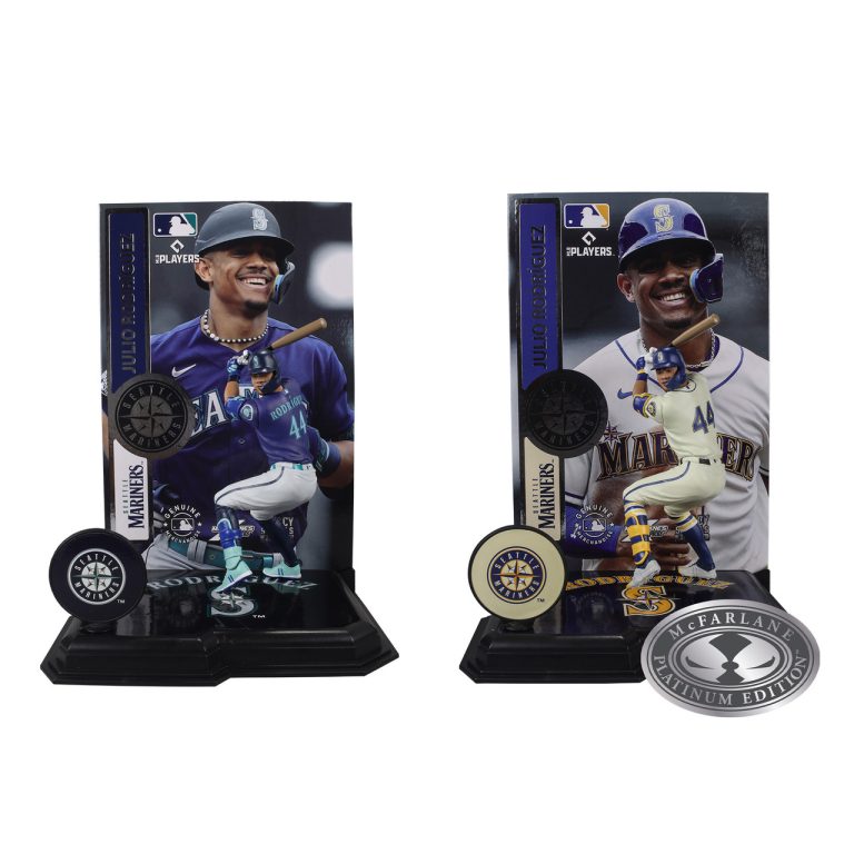 Julio Rodriguez (Seattle Mariners) MLB Bundle (2) Regular and Platinum CHASE 7&Prime; Figures McFarlane&rsquo;s SportsPicks