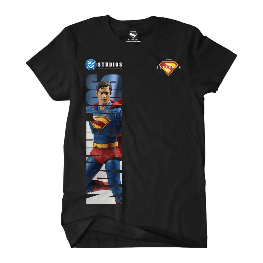 Superman Movie (DC Studios) Vertical Letters T-Shirt (Black)