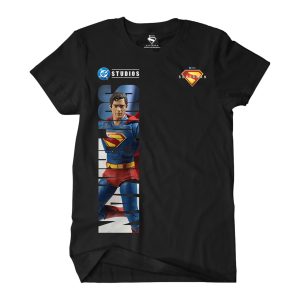 Superman Movie (DC Studios) Vertical Letters T-Shirt (Black)